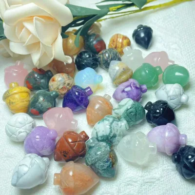 Wholesale Acorn Small Pine Nut Carvings Natural Gemstone Crystal Hazelnut Quartz Stone Mix Colorful Quartz