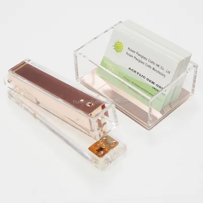 Huisen Custom Plastic Stapler Set Name Card Holder Rose Gold Stationery Items