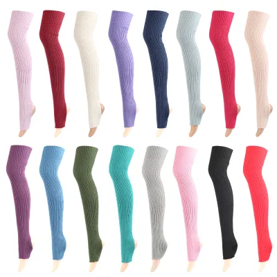 75cm Wholesale Custom Logo Women Knitting Plain Over the Knee Leg Warmers Soft Ballet Dance Long Socks