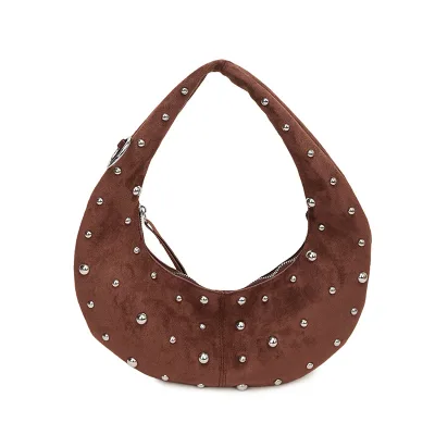 Fall/winter New Retro Riveted Zipper Tote Bag Women Edgy Stylish High-end Sophisticated Polyester