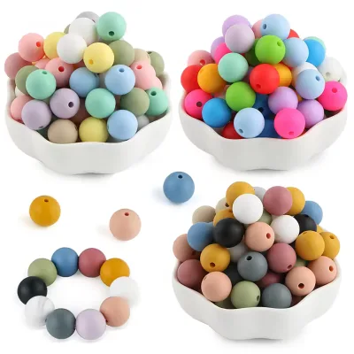 Wholesale Colored BPA Free Food Grade 9mm 12mm 15mm 19mm Baby Silicone Round Beads