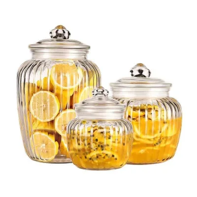 Praknu Glass Candy Jar-Set 4 X 1.5L Cylinder Cover Labels Lids Vintage Weddings Parties Kitchen Dishwasher Safe Biscuits