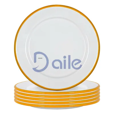 High Quality Simple Enamel Decorative Design Plates Gold Rim Black Rim Enamel Dishes for Home Hotels & Restaurants