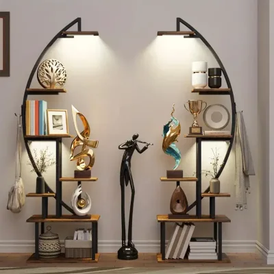 Trending Beast Quality Modern Wooden Bookshelf Home Office Use Unique Item Stand Black Powder Finish Moon Shape Good Price
