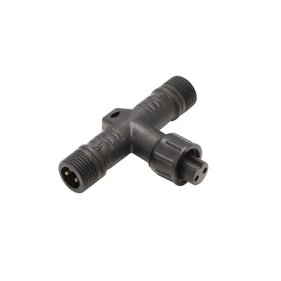 M12 T-Type Integral Waterproof Splitter 2-4 Pin Male/Female IP67 with Nylon Nut for Branching Cables