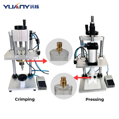 YUANY Tabletop Pneumatic Semi-Automatic Perfume Pump Crimper for Cosmetic Fragrance Bottles Easy to Operate
