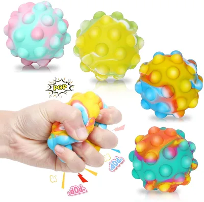 HUAYI Portable Push Pop Sensory Fidget Toy Silicone Bubble Anxiety Stress Reliever Toys 3D Balls Pop Fidget Toy