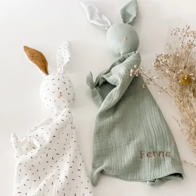 Lovely Gift Rabbit Bunny Ear Toy Comforter Newborns Muslin Baby Security Blanket