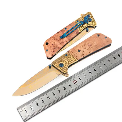 CM71 Outdoor Camping Tactical Pocket Folding Knife 440C Blade Steel+wood Handle Camping Hunting Outdoor Survival EDC Tools
