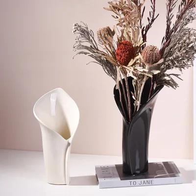 Ceramic Vase INS Style High Value Wide Mouth Dried Flowers Fresh Flower Arrangement Flower Arrangement Cream Home Accessories