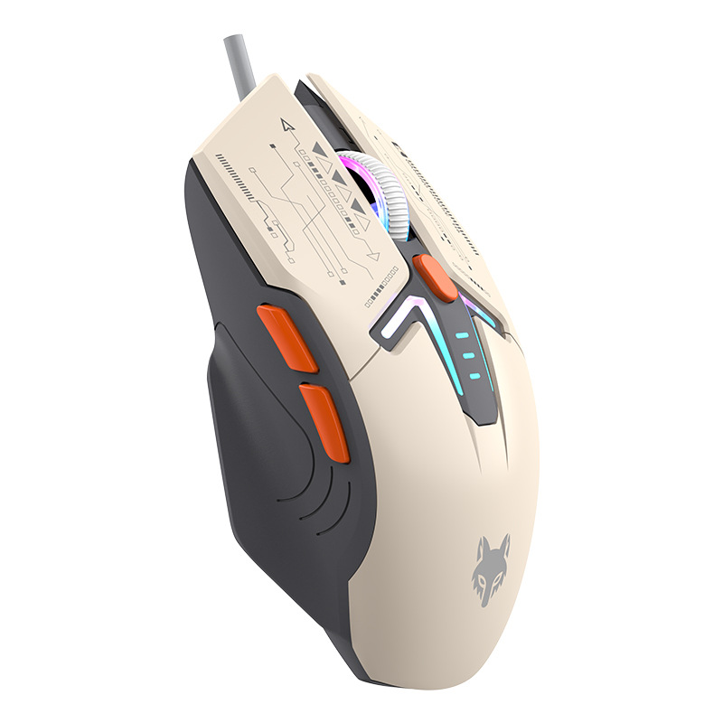Professional Cool RGB Esports Mouse Three-Tone Mecha Style Wired Gaming Mouse for PC Computer Home and Office Use