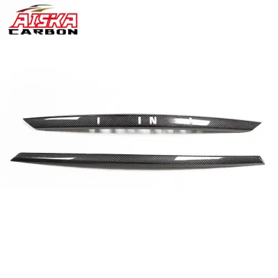 AISKA Dry Carbon Fiber Body Parts with Cutout and W/h Overlay Rear Trunk Trim Cover for Infiniti Q50/Q50S 2014-2017