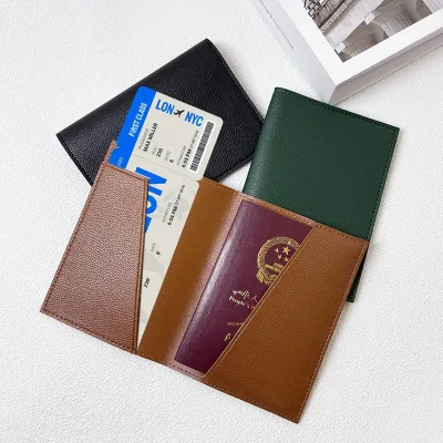 Travel-Friendly Waterproof Ultra-Lightweight Passport Boarding Pass Organizer PU Leather Holder Airline Ticket Clip Luggage Tag