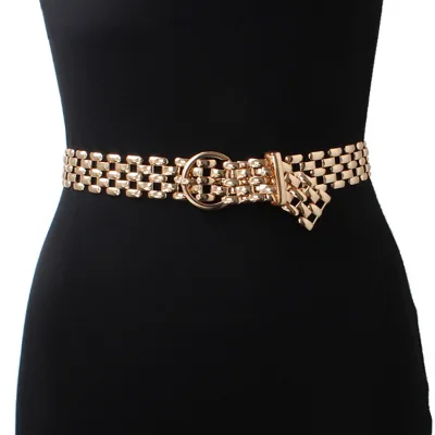 Fashion Buckle Designer Women's Alloy Metal Belts with Custom Logo and Jeans Chain-Honsen Brand
