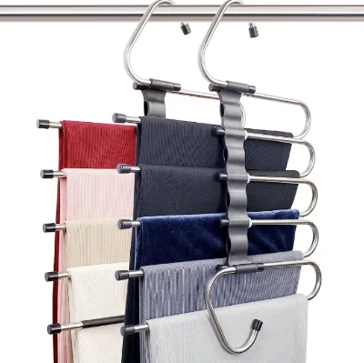 Space Saving Multifunctional Magic Pants Hangers Rack Organizer Pants Rack Black Clothing Rack Opp Bag