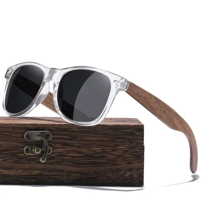 Transparent Plastic Frames Sunglasses Men Women's Polarized Handmade Wood Sunglasses 2025