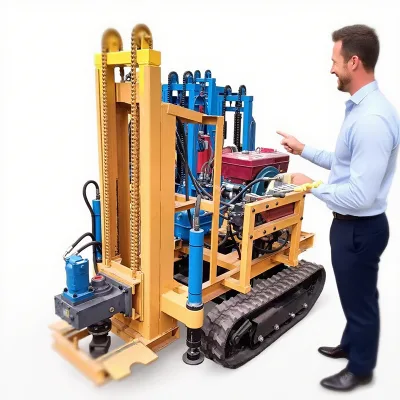 Small Crawler Water Well Drilling Rig Diesel Powered Max 150m Depth DTH Drilling Machine Motor Compatible CIR70 CIR90 DTH Hammer