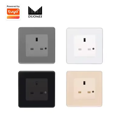 DUOMEI Aluminum Alloy UK Smart Wall Socket 13A 250V WiFi Tuya APP Remote Timer Control Works with Alexa Google Home