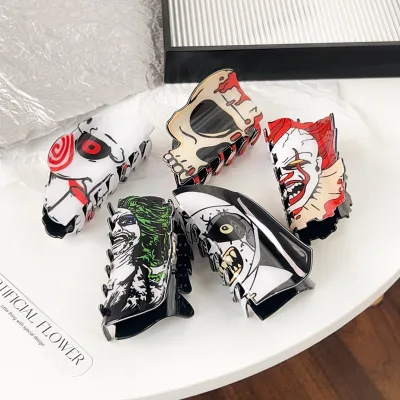 Hot Selling Halloween Hair Clip Funny Ghost Face Claw Design for Festival Costume Hair Accessory Shark Clip Hair Decoration