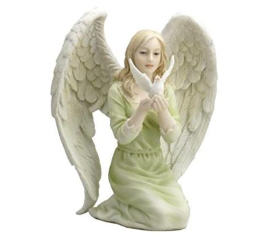 Angel Kneeling with Dove in Hands Statue Sculpture