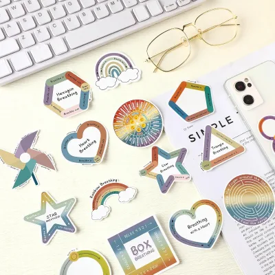 Sensory Breathing Themed Tactile Stickers for Anxiety Relief Mental Health Desk Stress Relief Rough Textured PVC Strips