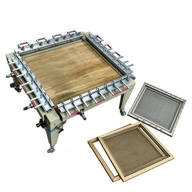 New Semi-Automatic Screen Printing Mesh Stretcher Machine Pneumatic Clamp Type Silk Screen Frame Stretching Equipment Steel