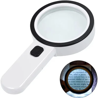 30X Handheld Large Magnifying Glass 12 LED Lighted Magnifier for Seniors Reading Inspection Coins Jewelry