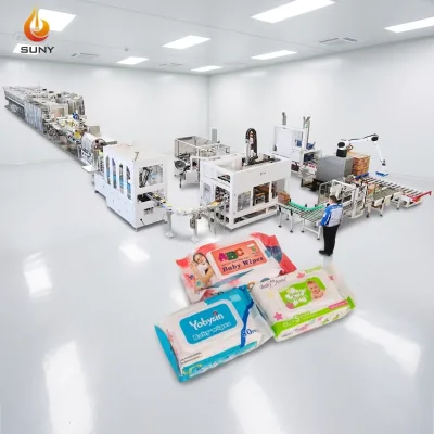 Non-stop Splicing 16 Lanes Multi Functional Wet Wipes Machine With Lid Cover Applicator Cleaning Wipes Making Machine