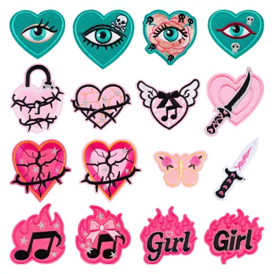 Mix Designs Embroidered Iron-On Patches for Clothing & Hats Gothic Style Turkey Blue Evil Eyes Twill Embroidery Patches