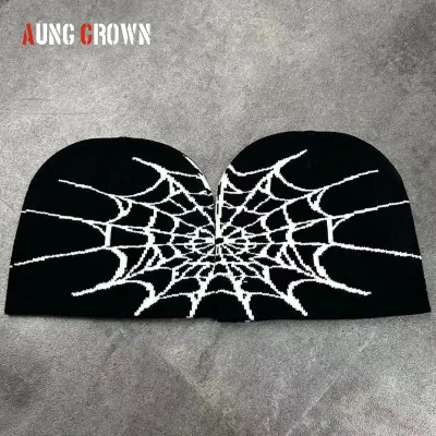 Reversible Beanie Manufacture Y2K Acrylic Knitted Beanies Hats Spider Jacquard Hats Winter Streetwear Beanie