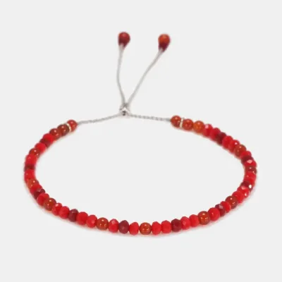 Natural Stone Handmade Strand Bracelet 3mm Red Rope Small Onyx Beads Thin Bracelets for Women 925 Silver Reiki Yoga Jewelry DIY