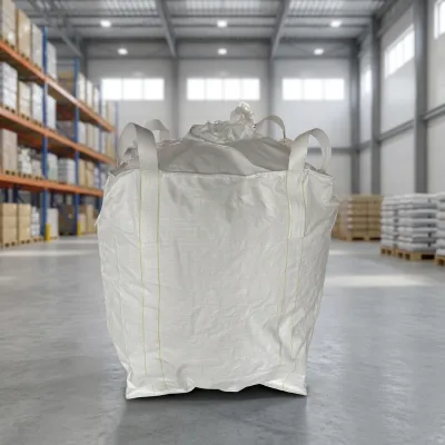 Eco Friendly Recyclable PP Woven Anti Tear FIBC Ton Bag With Bottom Discharge for Salt Starch Raw Material Warehouse Stock
