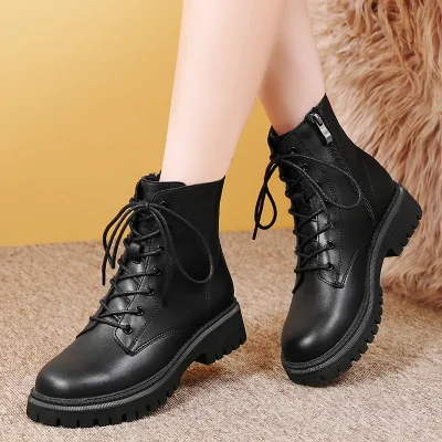 Women's Plush Lined & Slip-Resistant Boots-PU Upper Sock Closure All Seasons Warmth Versatile Style (Ankle & Snow Boots)