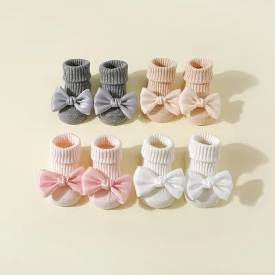 Baby Crew Socks with Bow Knot Breathable Casual Spring Socks for Newborns Toddlers Infants Girls Boys