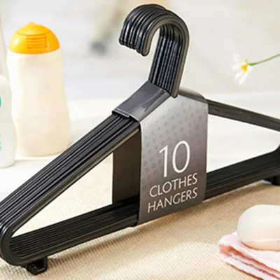 Wholesale Injection Molded PP Slim Space Saving Notched Hangers Black Plastic 42x22x0.6cm Non-Slip Dry Clothing Hanging Rack