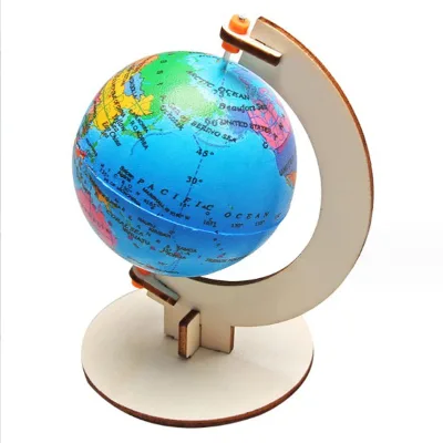 Wooden Puzzle Globe Model Kit for Children to Build 3D Jigsaw Puzzles DIY Wooden Model
