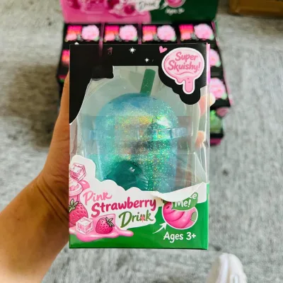 USA Warehouse Slow Rising Soft Bubble Tea Stress Toy Milk Tea Stress Ball Cute Drink Fidget for Desk Decor With Straw Squishy