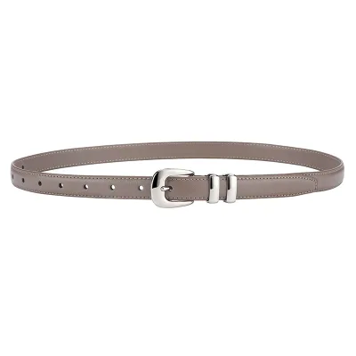 Women's Skinny Genuine Leather Casual Jean Formal Dress Belt With Pin Buckle Rings Buckle