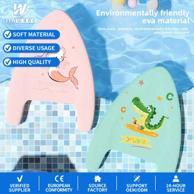 369 JW-01011 Kids Adults Swimming Wading Sports Float Cartoon Print Triangular Design Thickened Back-Foot Kick-Board Beginner