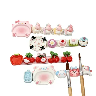 Cartoon Resin Cat-shaped Nail Art Pen Holder Polish Palette Brush-washing Cup Buffer-tip Organizer Nail Bracket-Multifunctional