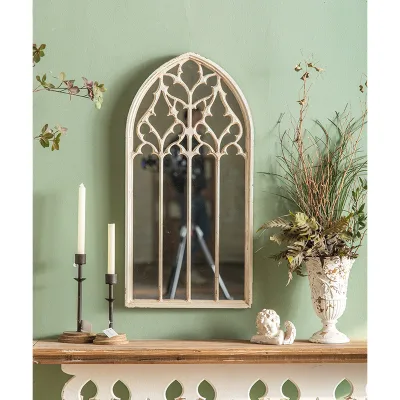 European Style Luxury Wood Frame Wall Decor Mirror for Dining Room & Living Room Home Decor Wooden Wall Mirror