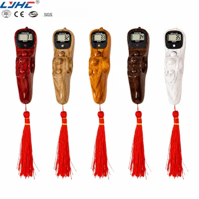 Premium Wood Grain Digital Tasbih Counter - Silent Rolling Bead Finger Counter with Red Tassel for Islamic Muslim Prayer & Zikr
