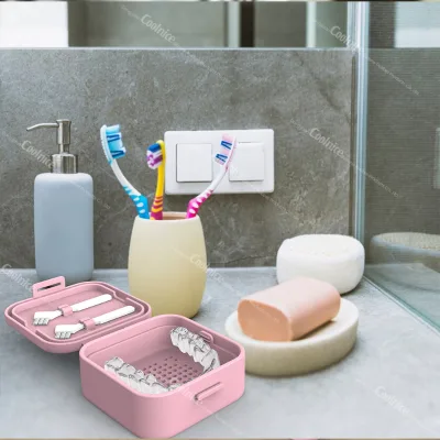 Custom Logo Silicone Dental Orthodontic Braces Invisible Storage Aligner Retainer Case Braces Cleaning Box