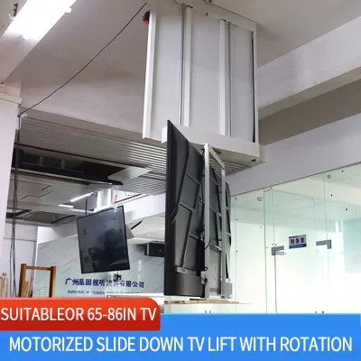 Jinggu Motorized Swivel Tilt TV Ceiling Mount Cold Rolled Steel 86" Max Compatibility 180 Tilt Electric Control