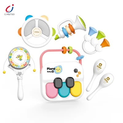 Chengji Music Sensory Activity Learning Educational Toys Cognitive Sensory Cartoon Combination Baby Rattle Easy Grasp Toy