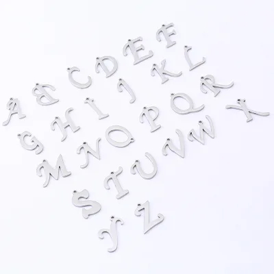 Wholesale AllenHouse CC37 Classic Polishing 304 Stainless Steel Gold Plated Silver Slide 26 Alphabet A-Z Initial Letter Charms