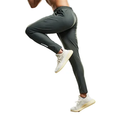 Hot Sale Men Sports Running Pants With Hidden Zip Athletic Training Drawstring High Elasticity Man Jogger Workout Gym Trousers