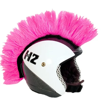 Helmet Decoration pink Helmet Mohawk Wig Adhesive Mohawk for Motorcycle Bicycle Ski Snowboard