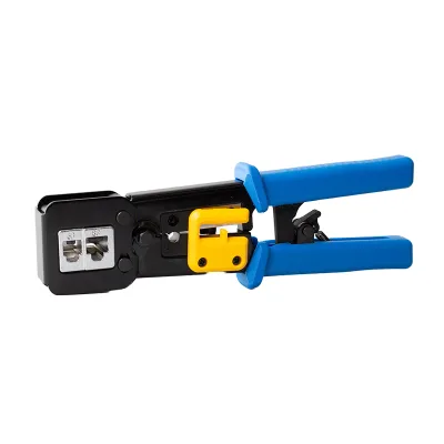 Multifunctional 8P6P Industrial Grade Network Crimping Tool Stripping Function for RJ45/RJ12 Cat5e/Cat6 Cables Soft Grip Handle