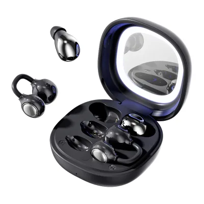 New Two-In-One TWS Wireless Earphones Smart Touch Ultra-Compact Sleep Earbuds With LED Display Makeup Mirror Dual Headphones